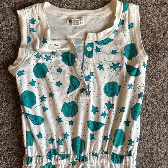 Vintage Medium Teal Seashell Print Sleeveless Romper - Picture 4 of 5